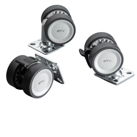 Колесо Circo серое D-50 мм поворотное на площадке со стопором нагрузка 30 кг GTV