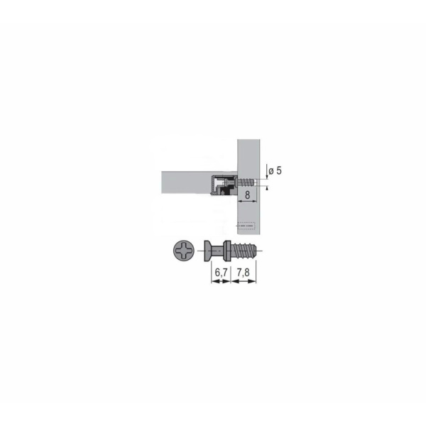 Шток-евровинт для стяжки RAFIX, L = 7.5  (1/500)(TI20ZL0000016)