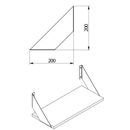 Полкодержатель угловой 200*200, толщина мет.2мм, черный