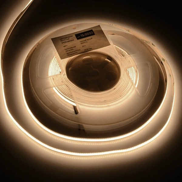 Лента светодиодная AQ LED-LINE COB 480 LED/м 24V 14W/м 8 мм IP20 теплый белый 5 м (15.0033)