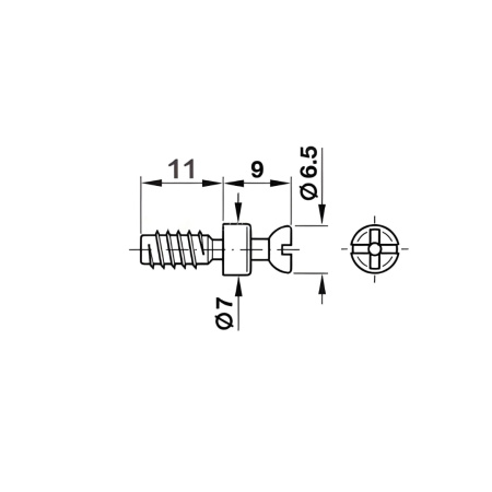 Шток-евровинт для стяжки RAFIX, L=11 / шляпка прямая (1/500)(TI20ZL00000611)